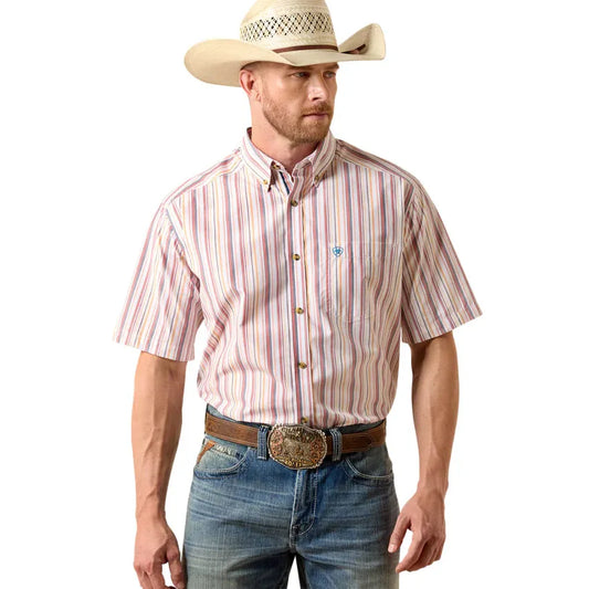 Ariat Men's Pro Series Neil Short Sleeve Shirt- Blue Stripe