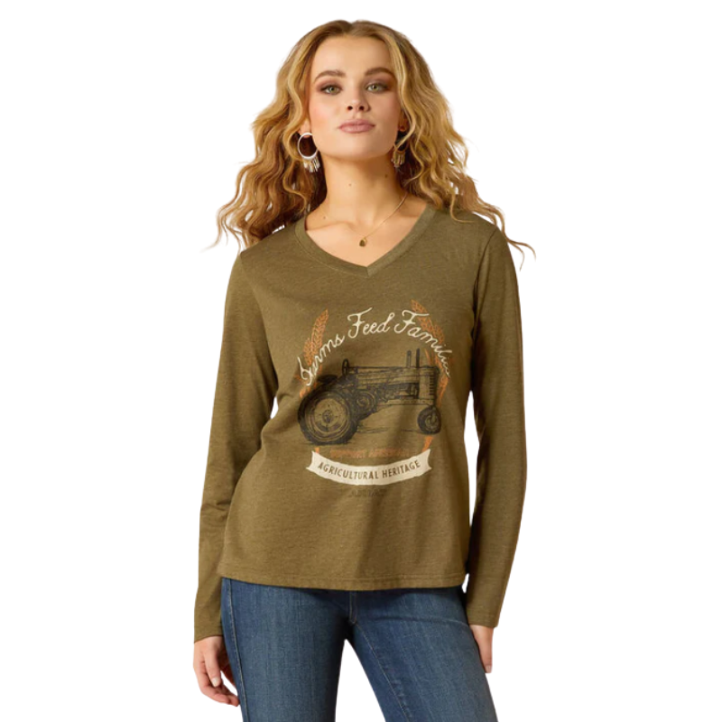 Ariat Women's AG Heritage Long Sleeve T Shirt - Military Heather