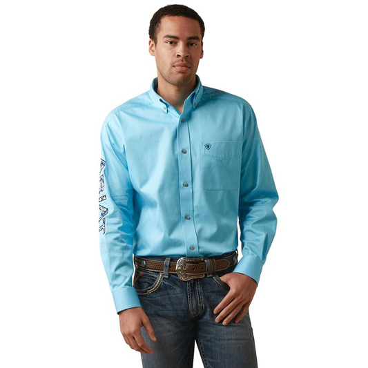 Ariat Men's Team Logo Twill Classic Shirt - Cenote Aqua