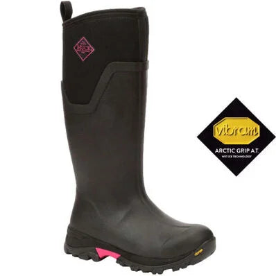 Muck Women's Arctic Ice All-Terrain Tall Vibram Boots - Black/Hot Pink