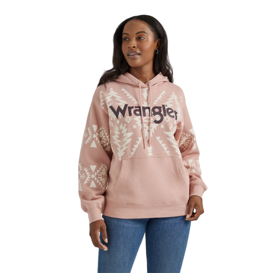 Wrangler Women's HO24 Aztec Print Hoodie - Pink