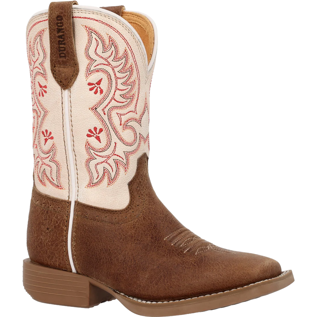 Durango Kids Shyloh 8" Square Toe Western Boot - Honey Tan/Metallic Peach