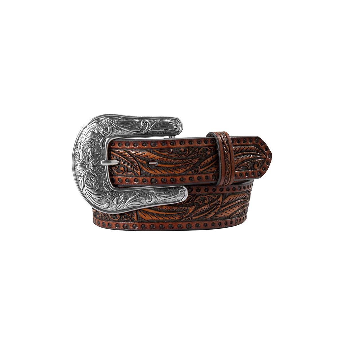 Angel Ranch Girls Feather Embossed Belt- Tan
