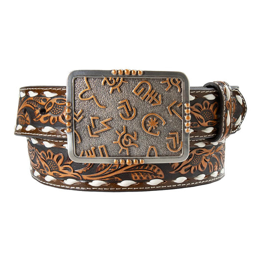 Angel Ranch Women's 1 1/2" Floral Embossed Belt- Brown - Irvine Tack & Western Wear