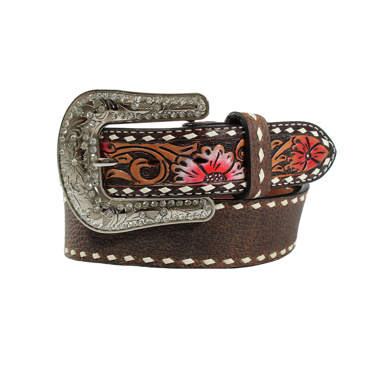 Angel Ranch Ladies Printed Floral Belt - Brown