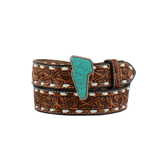 Angel Ranch Ladies Lightning Bolt Concho Western Belt - Brown