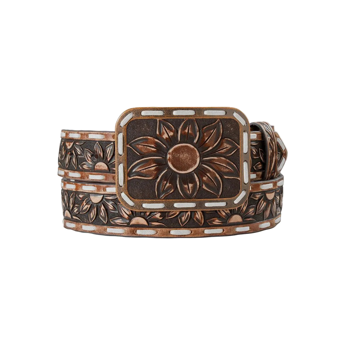 Angel Ranch Women's 1 1/2" Sunflower Embossed Belt - Brown
