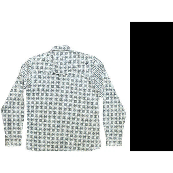 Ferrell Men's The Christian Long Sleeve Snap Shirt - White with Aqua