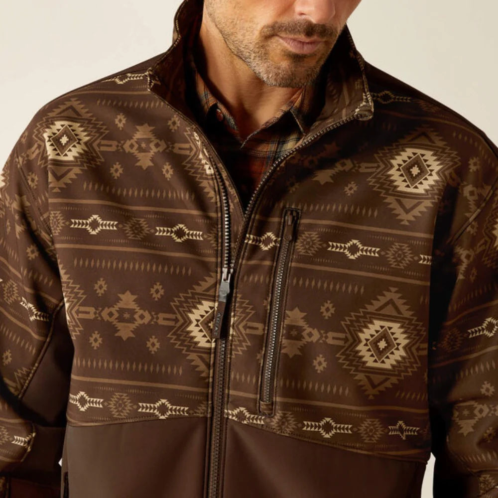 Ariat Men's Logan Southwest Print  Softshell Jacket- Banyan Bark