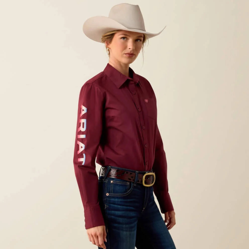 Ariat Women's Long Sleeve Kirby Stretch Shirt-Savvy Red