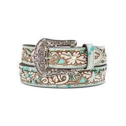 Ariat Women's Laser Cut Belt with Turquoise Underlay