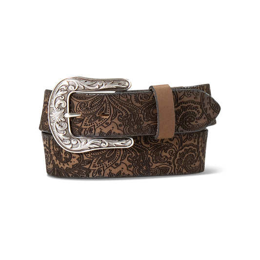 Ariat Women's Laser Cut Paisley Belt - Brown