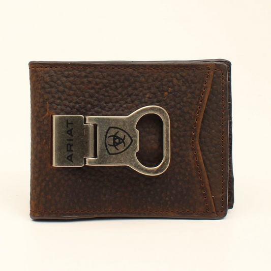 Ariat Men's Bifold Money Clip - Brown Rowdy
