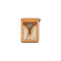Ariat Bifold Money Clip Calf Hair Basketweave Natural