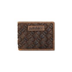 Ariat Men's Bifold Basket Weave Wallet- Medium Brown