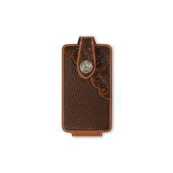 Ariat Leather Cell Phone Floral Embrossed Basket Weave Case - Tan - Irvine Tack & Western Wear