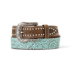 Ariat Women's Floral Embossed Honeycomb Belt - Turquoise