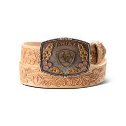 Ariat Women's Floral Embossed Belt- Natural