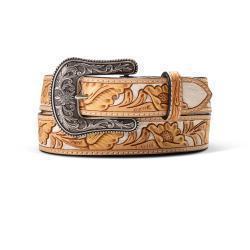Ariat Women's Metallic Flowers Belt- Natural