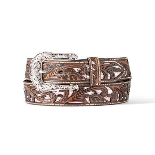 Ariat Women's Scrolling Filigree w/Crystals Belt - Brown