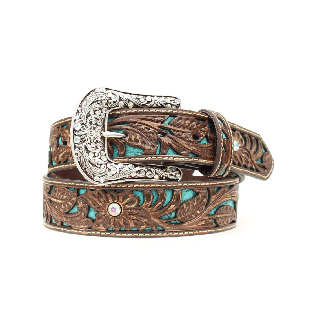 Ariat Ladies Fashion Belt - Brown / Turquoise - Irvine Tack &amp; Western Wear