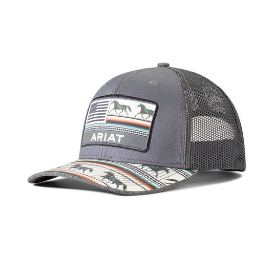 Ariat Women's Stripes Horse American Flag Cap - Grey