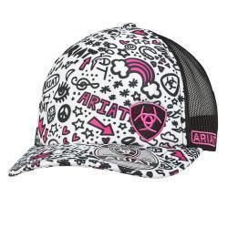 Ariat Ladies Snap Back Back Doodles Cap- Multi Coloured