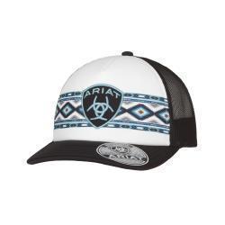 Ariat Women's Southwest Pattern Trucker Cap- Black/White