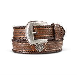 Ariat Men's 1 1/2"  Whip Stitch Belt- Lace Brown - Irvine Tack & Western Wear