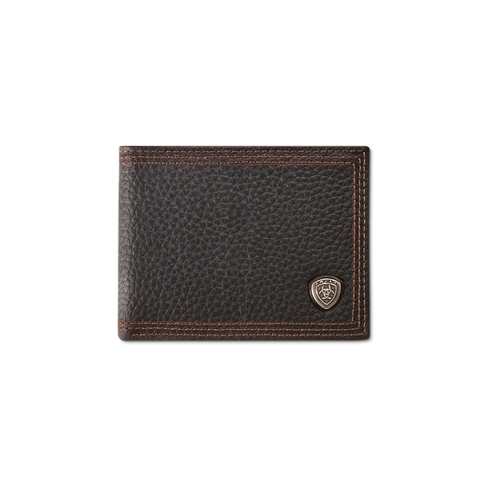 Ariat Men's Bifold with Removable Pass Case Wallet- Brown Rowdy