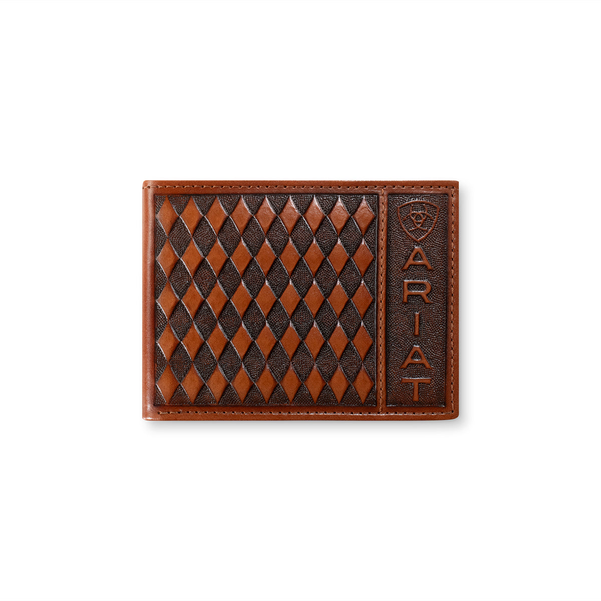 Ariat Men's Bifold Diamond Embossed Wallet- Brown