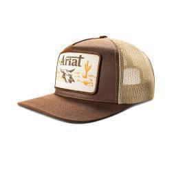 Ariat Men's Oilskin Desert Patch Snapback Cap- Brown