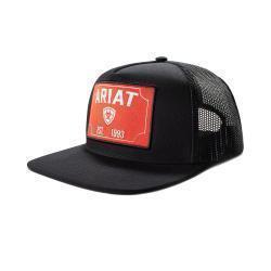 Ariat Men's Snapback Red Patch Snap Back Cap- Black
