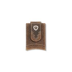 Ariat Men's Card Case Money Clip-Brown Rowdy