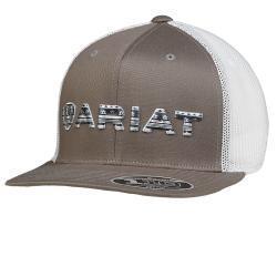 Ariat Men's Flexfit 110 Snap Back Southwestern Embroidered Print Cap- Grey