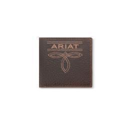 Ariat Men's Large Bifold Style Wallet- Bug Stitch Brown
