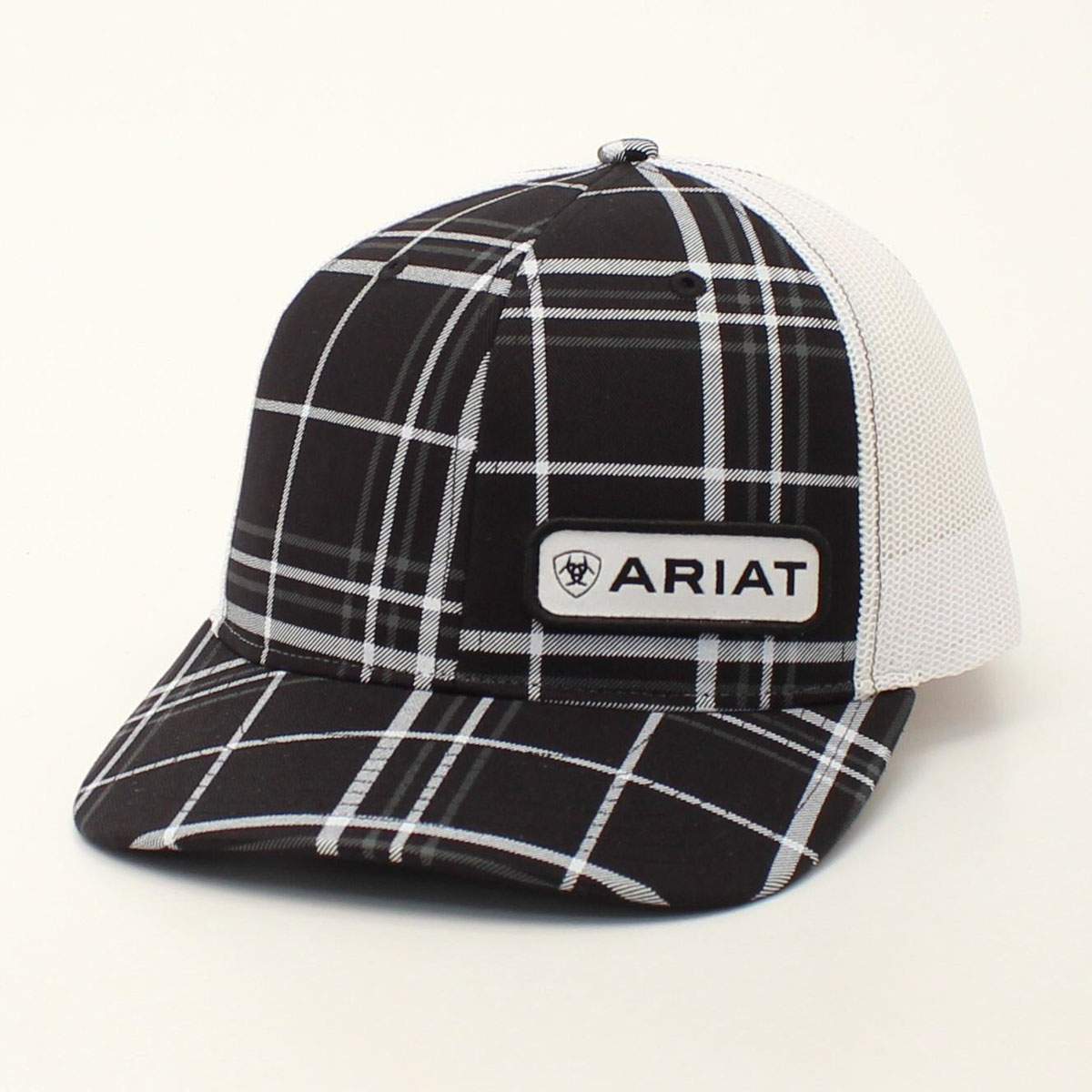 Ariat Men's 112 Snapback Cap - Black & White Plaid