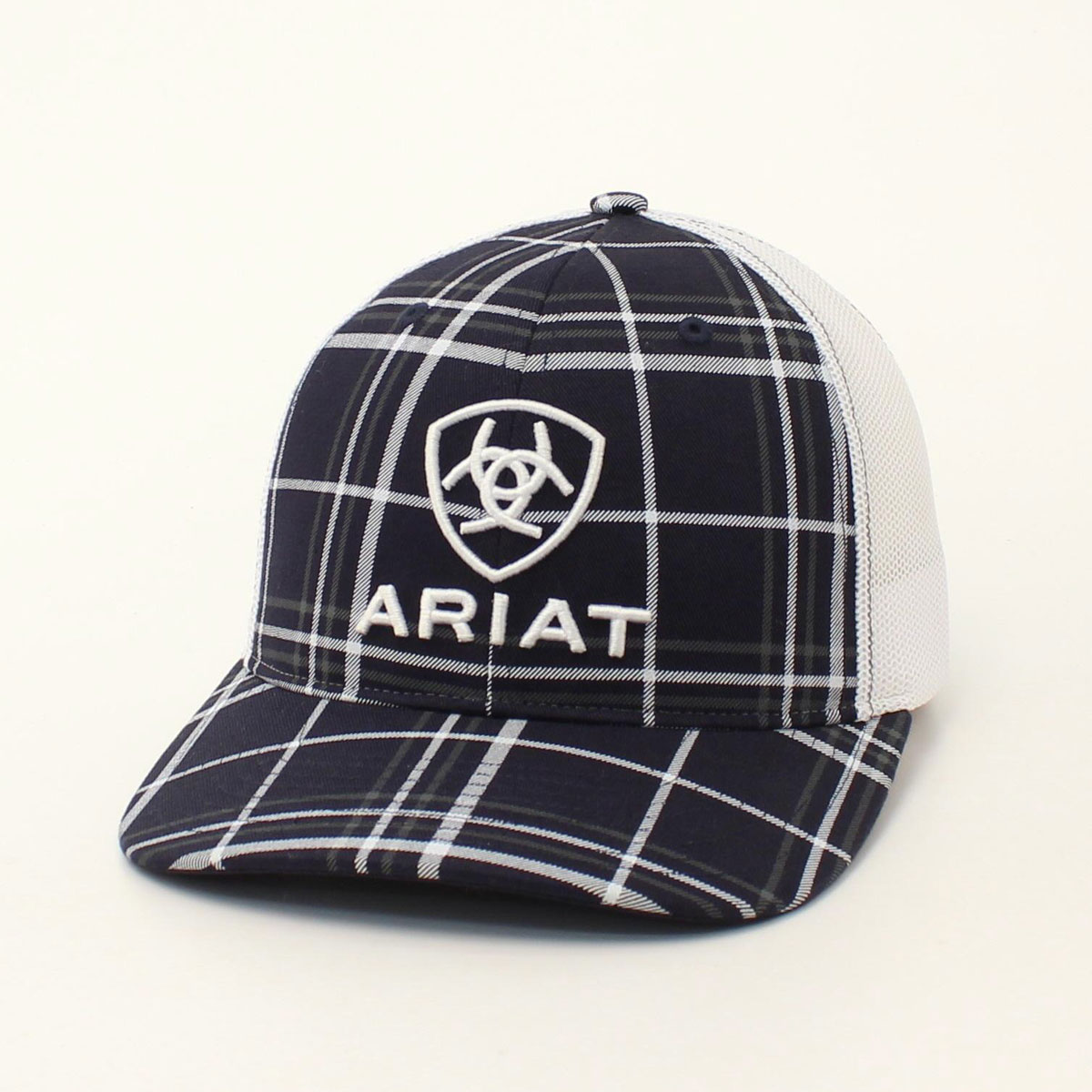 Ariat 112 Snapback Cap - Navy Plaid w/Logo