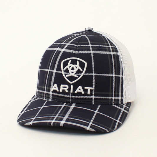Ariat 112 Snapback Cap - Navy Plaid w/Logo