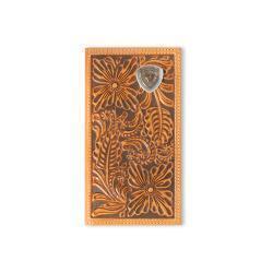 Ariat Men's Rodeo Style Floral Embossed Wallet- Natural