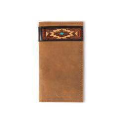 Ariat Men's Rodeo Style Southwestern Wallet- Aged Bark