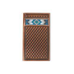 Ariat Men's Rodeo Style Wallet Southwestern Inlay- Brown