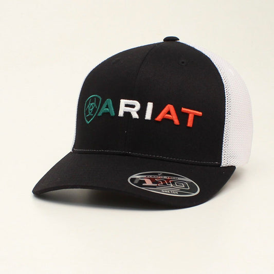 Ariat Men's Snapback Flexfit 110 Mexican Flag Cap - Black