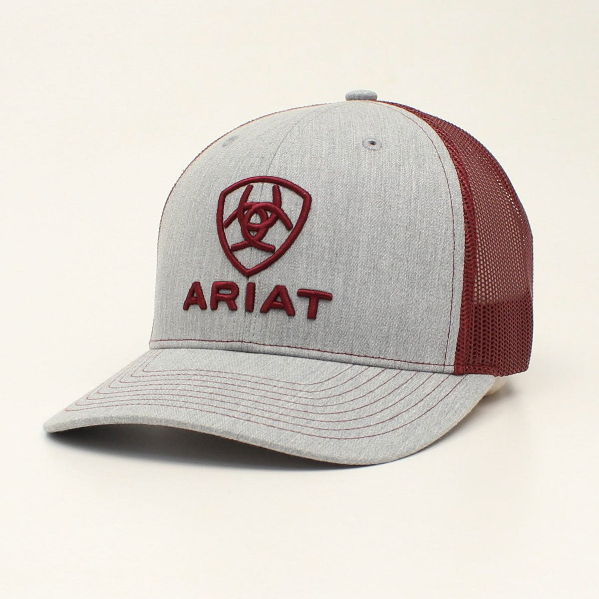 Ariat Men's Snapback R112 Embroidered Logo Cap - Grey/Burgundy