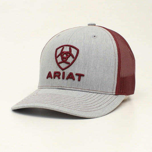 Ariat Men's Snapback R112 Embroidered Logo Cap - Grey/Burgundy
