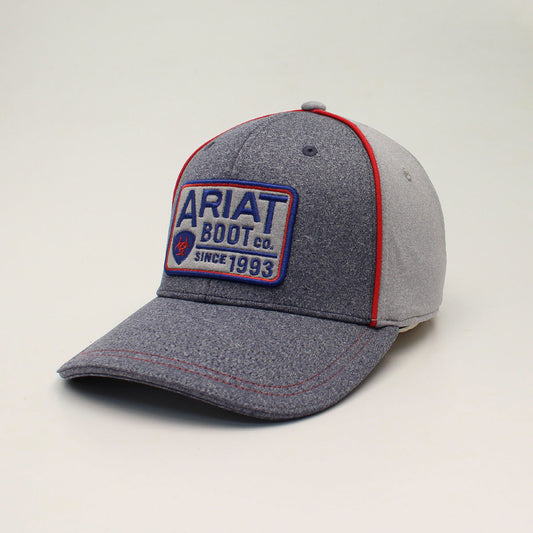 **Ariat Snapback Logo Patch Ball Cap - Heather Grey
