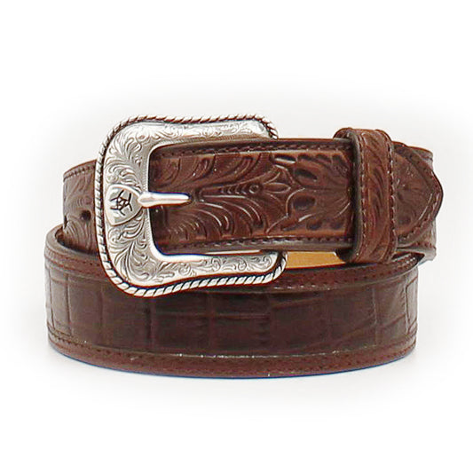 Ariat Men's Faux Crocodile Western Belt - Brown
