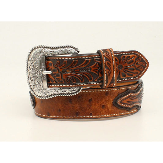 Ariat Men's Faux Ostrich Western Belt - Brown