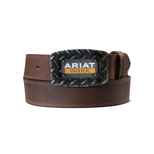 Ariat Work Men's Diamond Plate Buckle- Brown