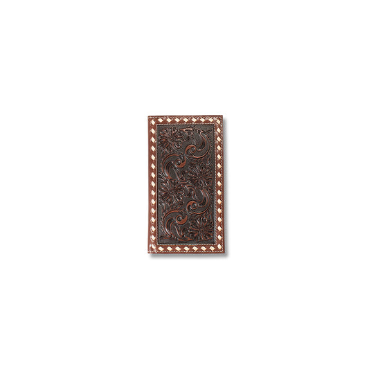 Ariat Men's Floral Embossed Rodeo Wallet - Brown